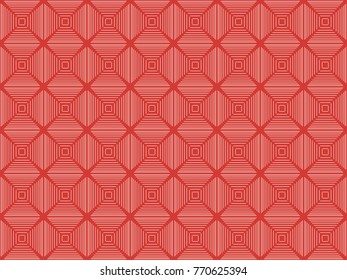 Seamless tile line pattern vector. Line square white on red background. Design for print textile, fashion, wallpaper.