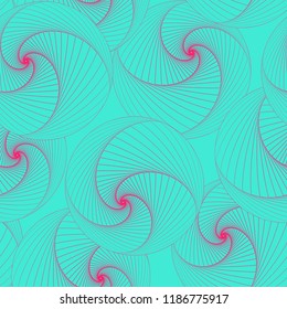 seamless tile with linear spirals balls in bright pink blue