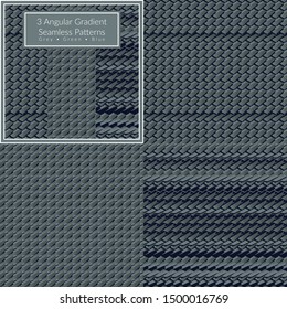 Seamless tile pattern background using shapes and gradients in cark blue, navy and grey colour.