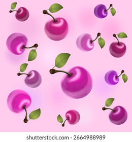 seamless tile pattern with berries pink glossy cherries
on a pink background