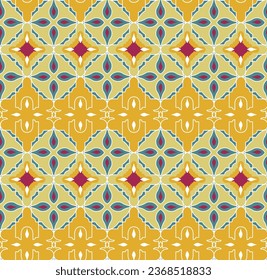 Seamless tile pattern with floral geometric ornament. 