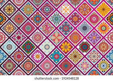 seamless tile pattern moroccan bohemian mandala