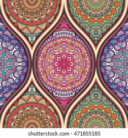 seamless tile pattern moroccan bohemian mandala vector design indian colorful pink tribal