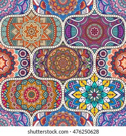 padrão de azulejo marroquino mandala boêmia vetorial design indiano colorido rosa tribal