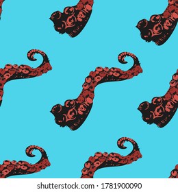 Seamless tile for pattern with tentacle shapes.
