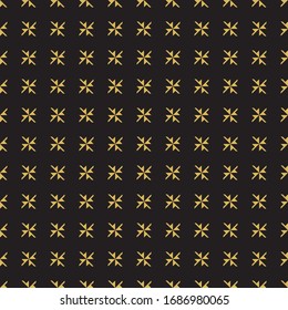 Seamless of tile pattern vector. Design snow flakes yellow on black. Design print for illustration, texture, wallpaper, background. Set 5