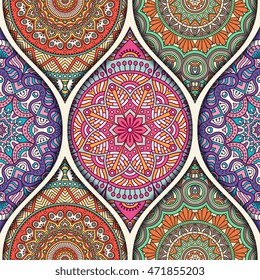Seamless tile pattern. Vintage decorative elements. Hand drawn background. Islam, Arabic, Indian, ottoman motifs. Perfect for printing on fabric or paper. 
