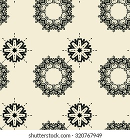 Seamless Tile Print with stylized oriental flowers of different size