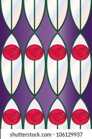 A seamless tile with a repeat sytlized rose design, inspired by Charles Rennie Mackintosh.