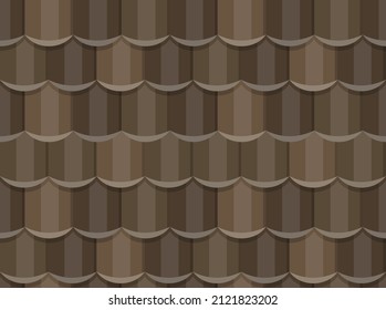 Seamless tile roof. Textured pattern of repeat ceramic rooftop. Clay tiles texture of house covering. Shingles illustration