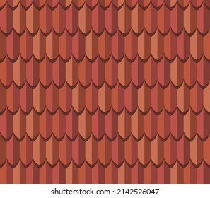 Seamless tile roof. Textured pattern of repeat ceramic rooftop. Clay tiles texture of house covering. Shingles illustration