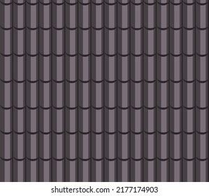 Seamless tile roof. Textured pattern of repeat ceramic rooftop. Clay tiles texture of house covering. Shingles illustration