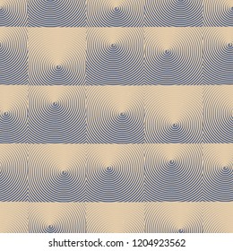 seamless tile with squares of circular waves in ivory silver shades