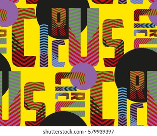 seamless tile with striped word Circus pattern in multicolor shades