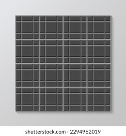 Seamless tile subway wall. Paver brick texture. Vintage black brickwall. Kitchen backsplash. Metro background. Ceramic pattern. Cement floor backdrop. Old stone surface. Vector illustration.