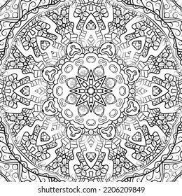 Texture harmonieuse de carreaux. Image de conception de la méthode de traçage. Noir et blanc monochrome binaire. L'art du gribouillage ethnique. L'image du gribouillage courbe. Image vectorielle