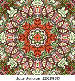 Seamless tile texture. Tracery mehndi design image. Ethnic doodle art. Curved doodling picture. Vector