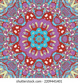 Seamless tile texture. Tracery mehndi design image. Ethnic doodle art. Curved doodling picture. Vector