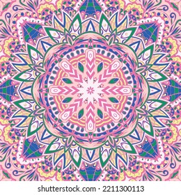 Seamless tile texture. Tracery mehndi design image. Ethnic doodle art. Curved doodling picture. Vector