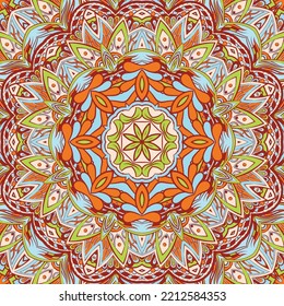 Seamless tile texture. Tracery mehndi design image. Ethnic doodle art. Curved doodling picture. Vector
