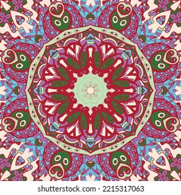 Seamless tile texture. Tracery mehndi design image. Ethnic doodle art. Curved doodling picture. Vector