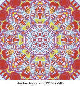 Seamless tile texture. Tracery mehndi design image. Ethnic doodle art. Curved doodling picture. Vector
