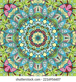 Seamless tile texture. Tracery mehndi design image. Ethnic doodle art. Curved doodling picture. Vector