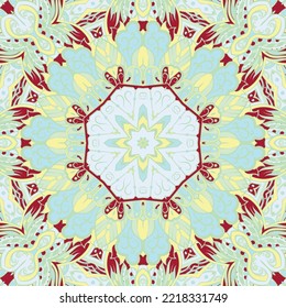 Seamless tile texture. Tracery mehndi design image. Ethnic doodle art. Curved doodling picture. Vector