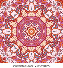 Seamless tile texture. Tracery mehndi design image. Ethnic doodle art. Curved doodling picture. Vector