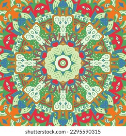 Seamless tile texture. Tracery mehndi design image. Ethnic doodle art. Curved doodling picture. Vector