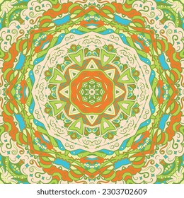 Seamless tile texture. Tracery mehndi design image. Ethnic doodle art. Curved doodling picture. Vector