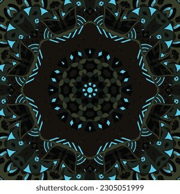 Seamless tile texture. Tracery mehndi design image. Dark toxic colors. Ethnic doodle art. Curved doodling picture. Vector