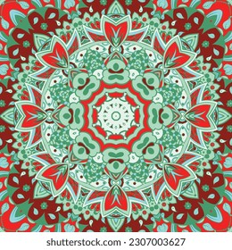 Seamless tile texture. Tracery mehndi design image. Ethnic doodle art. Curved doodling picture. Vector