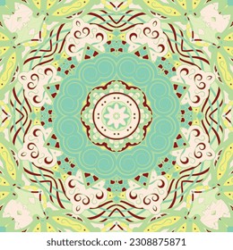 Seamless tile texture. Tracery mehndi design image. Ethnic doodle art. Curved doodling picture. Vector