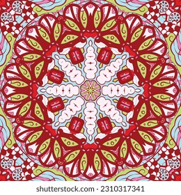 Seamless tile texture. Tracery mehndi design image. Ethnic doodle art. Curved doodling picture. Vector