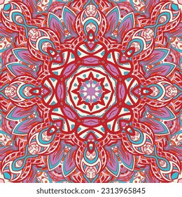 Seamless tile texture. Tracery mehndi design image. Ethnic doodle art. Curved doodling picture. Vector