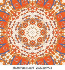 Seamless tile texture. Tracery mehndi design image. Ethnic doodle art. Curved doodling picture. Vector