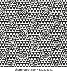 seamless tile with triangle grid spheres in black and white