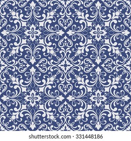 seamless tile with Victorian motives in blue