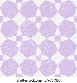 Seamless tile. Vintage texture. Repeating image. Pale background. Noise. Purple and white colors. EPS 8. Geometric violet pattern. Neutral fond. Scratch. Worn surface. Circles. Vector