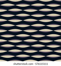 Seamless tile with wave pattern of combs in black and purple