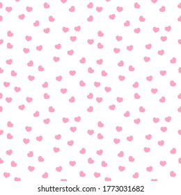 seamless tileable kawaii cute transparent background pattern of pink hearts confetti style, vector printable pastel color for scrapbooking journaling hobonichi wrapping paper decoration 