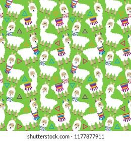 Seamless, Tileable Llama and Cactus Pattern or Background