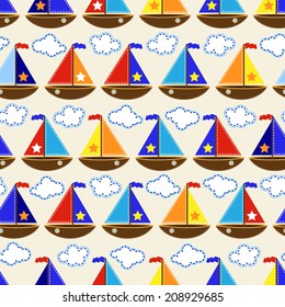 Seamless Tileable Nautical Themed Vector Background or Wallpaper