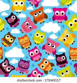 Seamless and Tileable Vector Owl Background Pattern