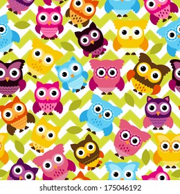 Seamless and Tileable Vector Owl Background Pattern