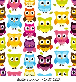 Seamless and Tileable Vector Owl Background Pattern