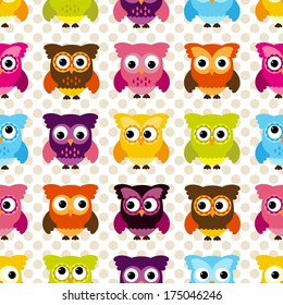 Seamless and Tileable Vector Owl Background Pattern