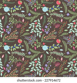 Seamless Tileable Vintage Floral Background Pattern - Vector Illustration 