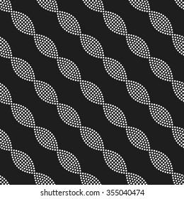 Seamless tiled black and white geometric mosaic chain pattern. Dotted background. Vector illustration.